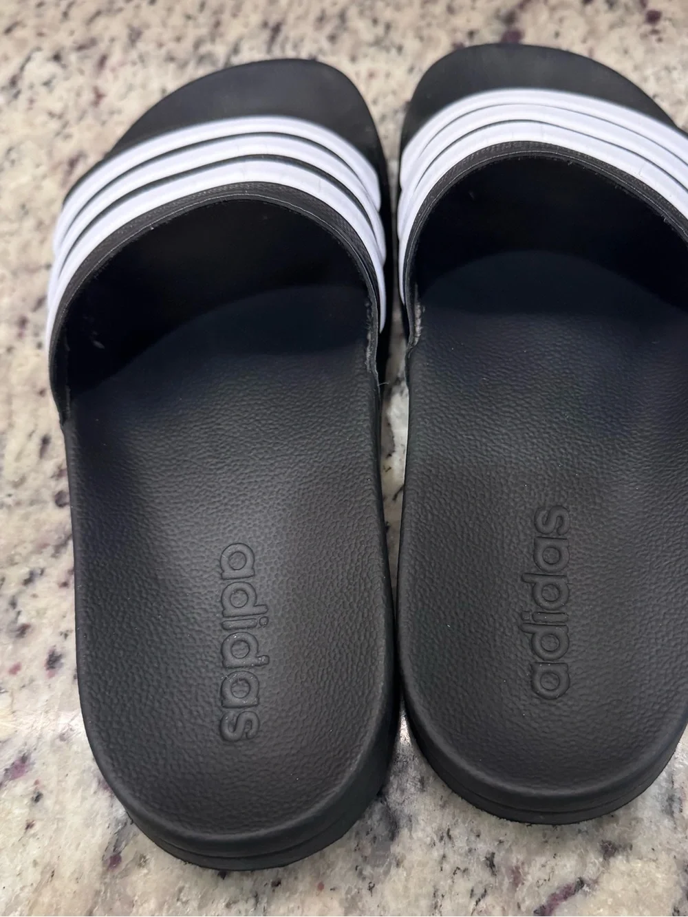 Adidas Black & White Striped cloudform Slide Sandals - Picture 2 of 5